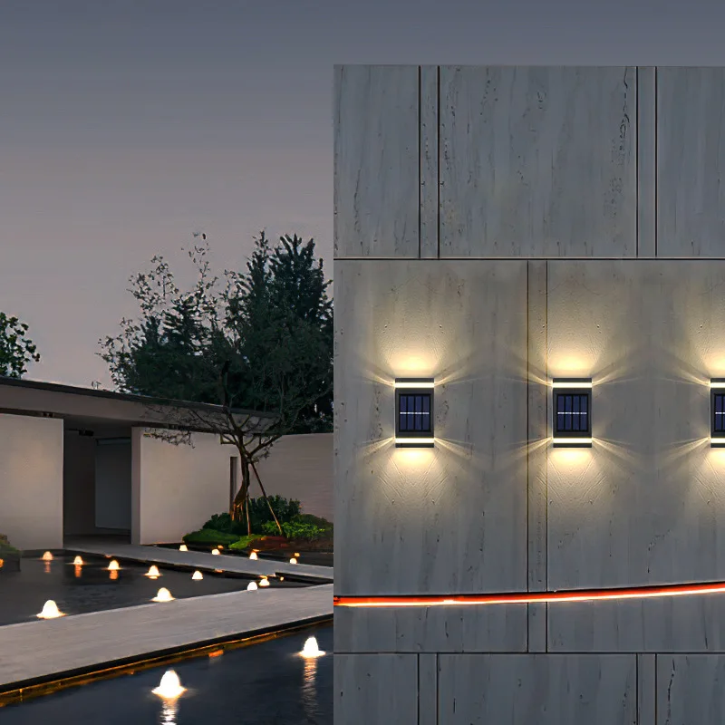 Solar Wall Light Outdoor Waterproof Wall Washer Garden Light Up and Down Luminous Lighting Stairs Fence Sunlight Lamp