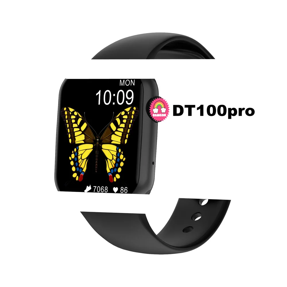 Новый DT100Pro Смарт часы BT вызова пользовательский интерфейс IP68 водонепроницаемый ЭКГ Спорт сердечного ритма мониторинг сна Smartwatch DT100