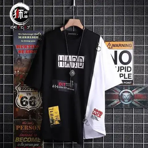2021 New Products Originality Streetwear Hip Hop Clothing Plain Brand Black Men Short Sleeve T Shirts Printer Loose Shirt