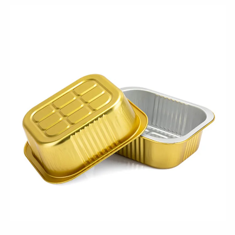 Wholesale Silver Aluminum Foil Tray Disposable Takeaway Aluminium Foil Food Container with Plastic Lids