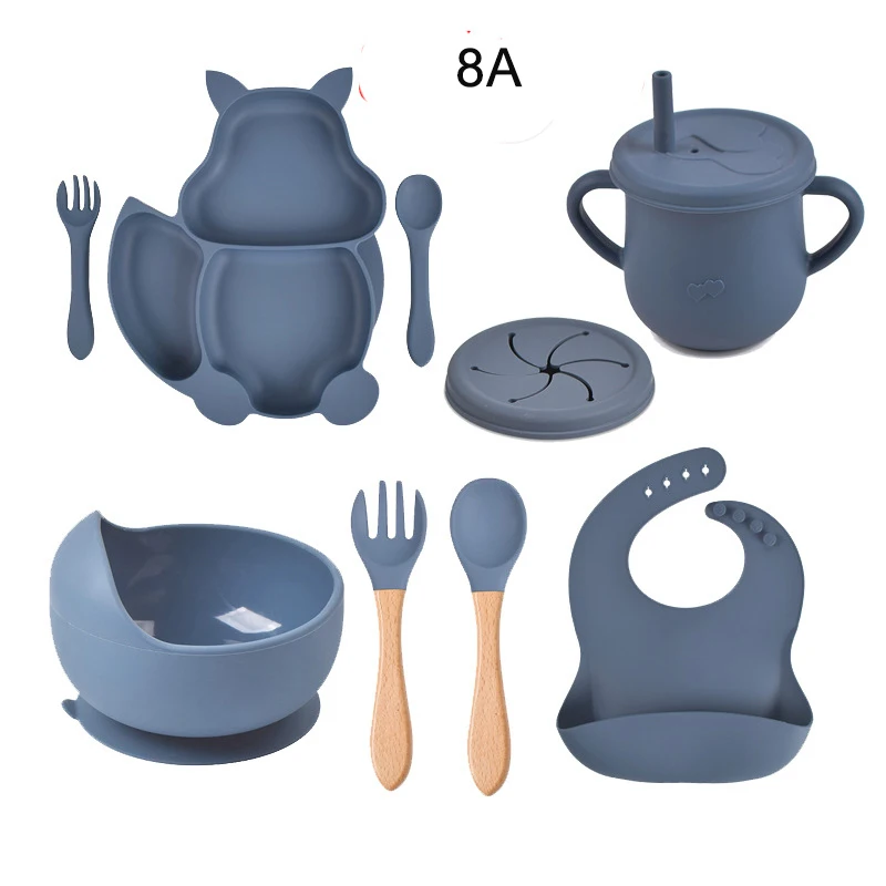 Wholesale Customized BPA Free Toddler Silicone Baby Tableware Kids Dining Dishes Plates Feeding Bowl Dinnerware Sets