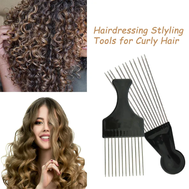 Custom 4 Pcs Fork Comb Peigne Black Fist Hair Metal Fan Afro Pick Man Comb Set For Hair Styling