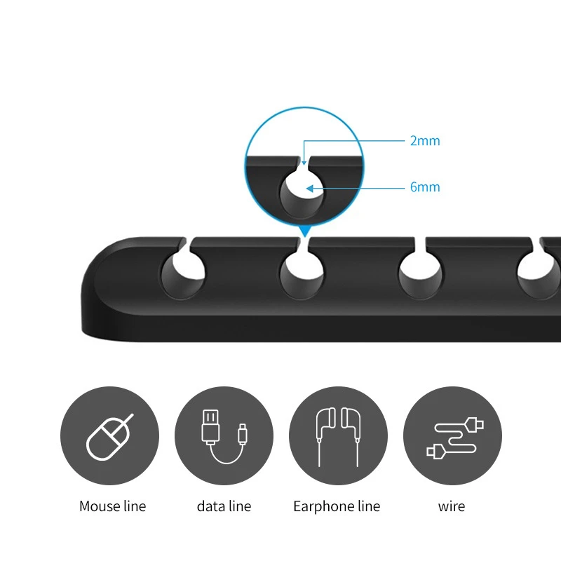 Silicone Cable Organizer USB Data Cable Winder Flexible Cable Management Cord Clips For Mouse Headphone Earphone Car Wire Holder
