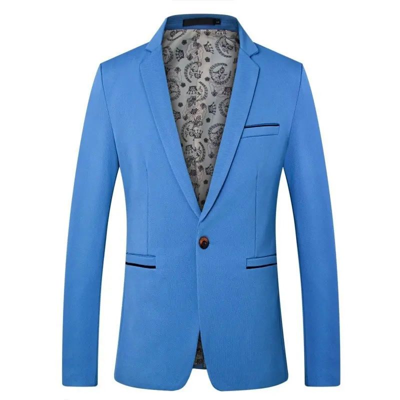 Slim Fit Black Blue White Plus Size Sport Casual Blazer For Men Suit Casual Blazer Coat One Button Business Single Suit Jacket