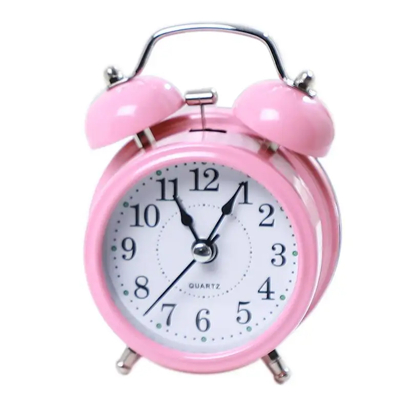 Mini Cartoon Dial Number Round Clock Desk Alarm Children Living Room Bedroom Metal Alarm Clock Home Decorative Colorful Clock