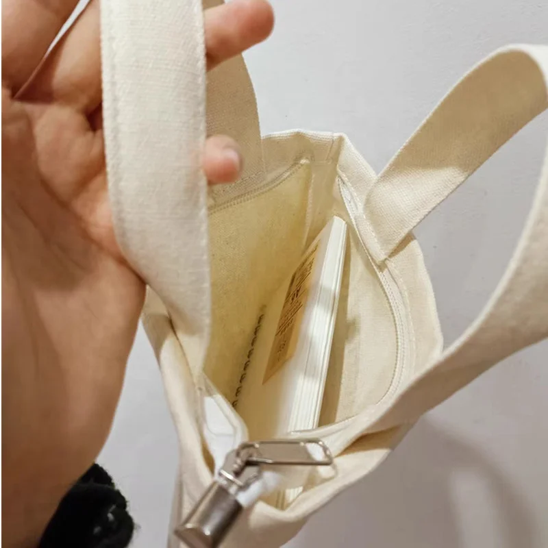 Chuanghua Custom tote bag with logo Small Size Nature 12oz Canvas Tote Bag With Zipper Mini Tote Bag Canvas Custom