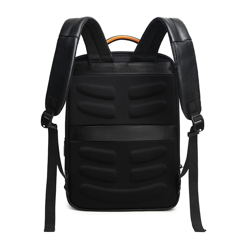 2024 Custom Outdoor Travel 15.6 inch Laptop Genuine Leather with USB Bag Back Pack  Fingerprint Lock Anti-Theft Backpack For Men