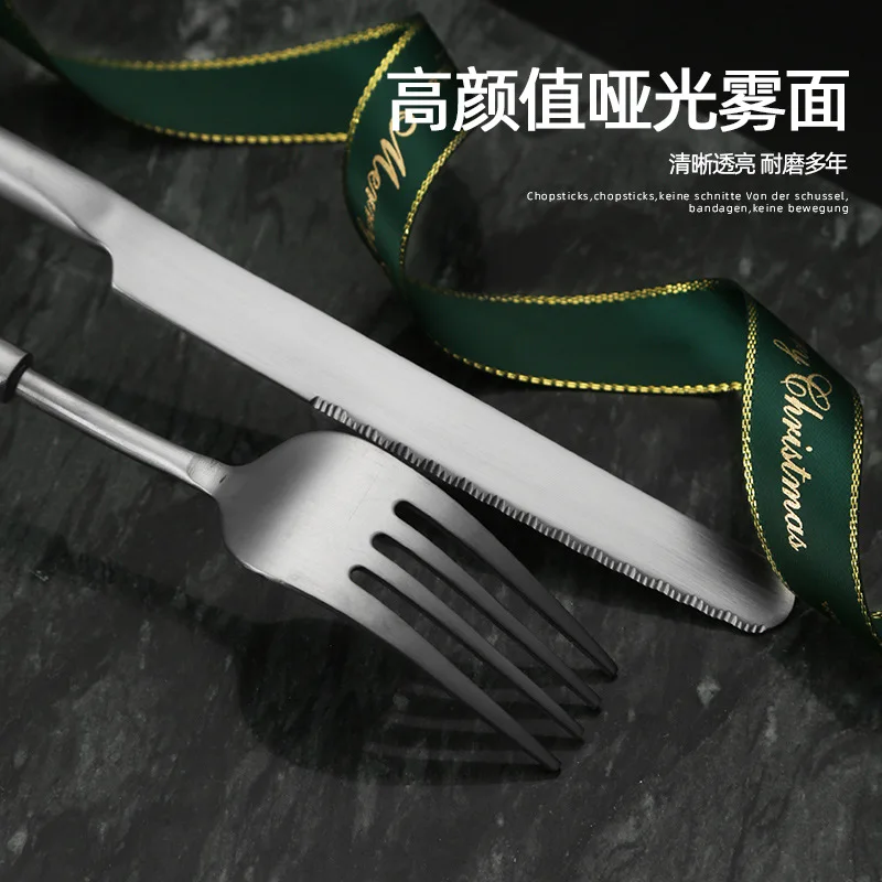Hot Sell 304 Stainless Steel Cutlery Black Flatware Matte Knife Fork And Spoon Silverware For Restaurants