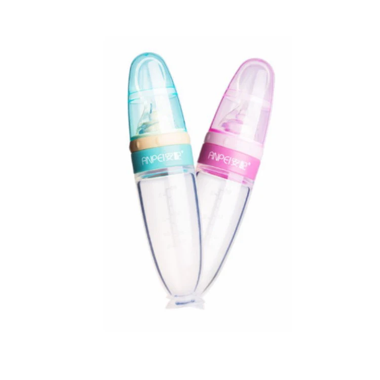 Food Grade Baby Products PBA Free Extruded Rice Paste Soft Baby Silicone Spoon Bottle Feeder