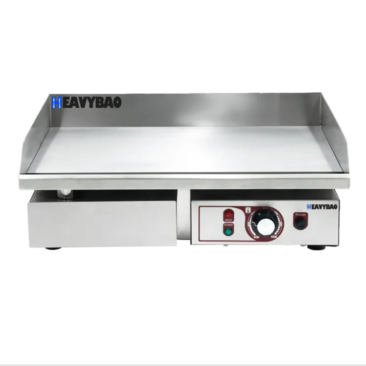 Heavybao Restaurant Kitchen Commercial BBQ Lpg Gas Flat Burger Griddle Machine Contact Grill Sandwich Panini Maker