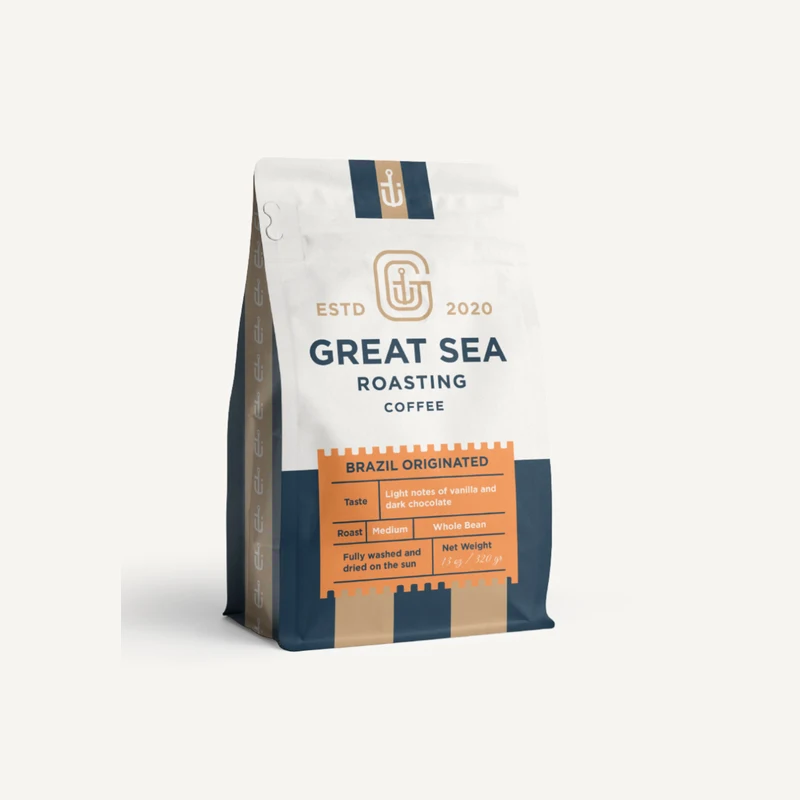 Custom Bottom Biodegradable Stand Up Coffee Pouch Paper Plastic Bag With Degassing Valve