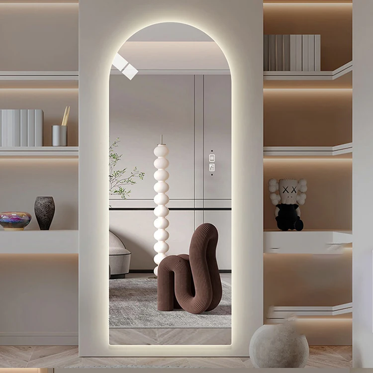 2023 new design luxury arched smart magic foto master miroir selfie led mirror photo camera booth shell light up mirror