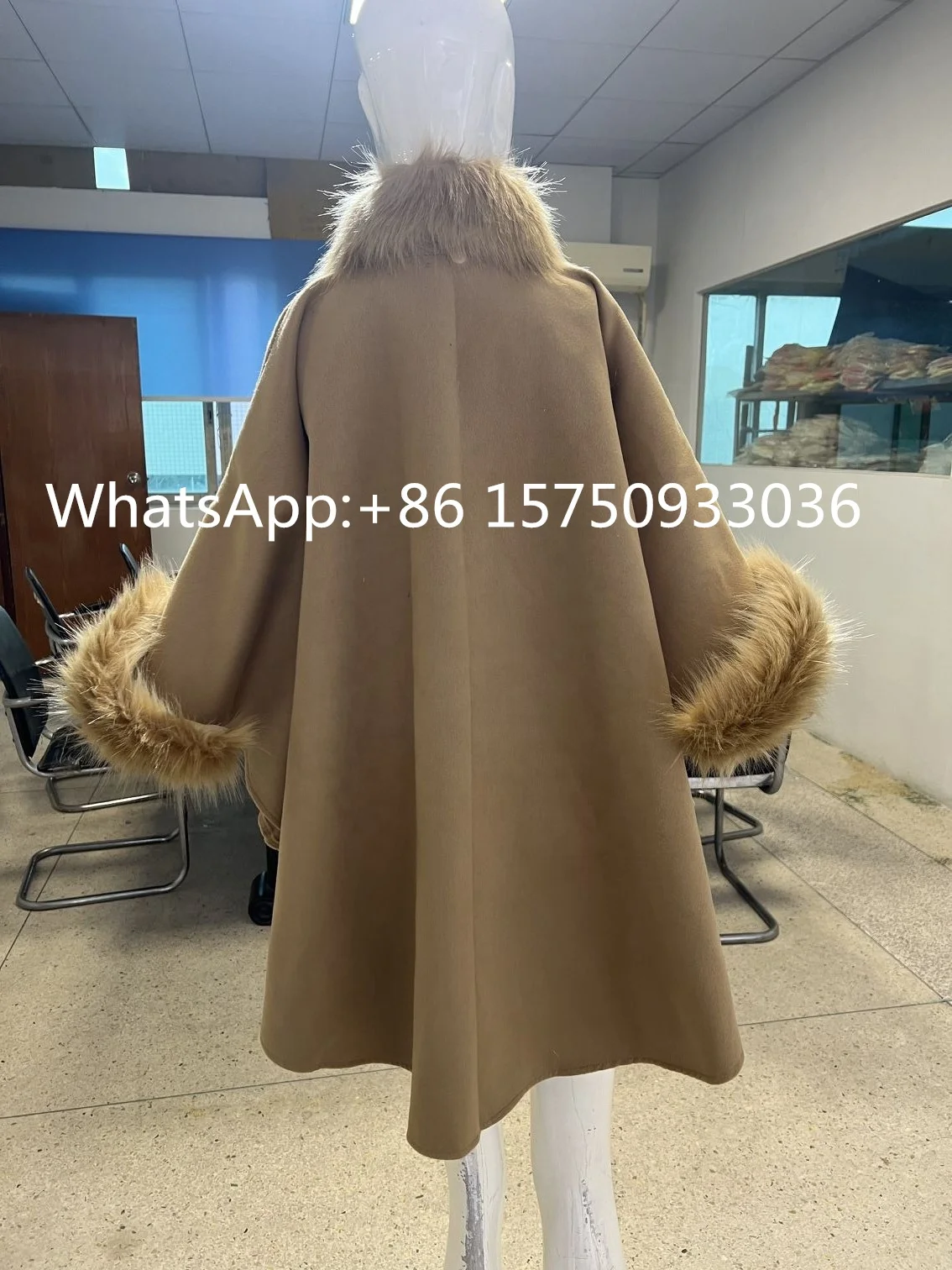 Ecowalson Women Jacket Casual Woollen Outwear Fur Collar Parka Cardigan Cloak Coat