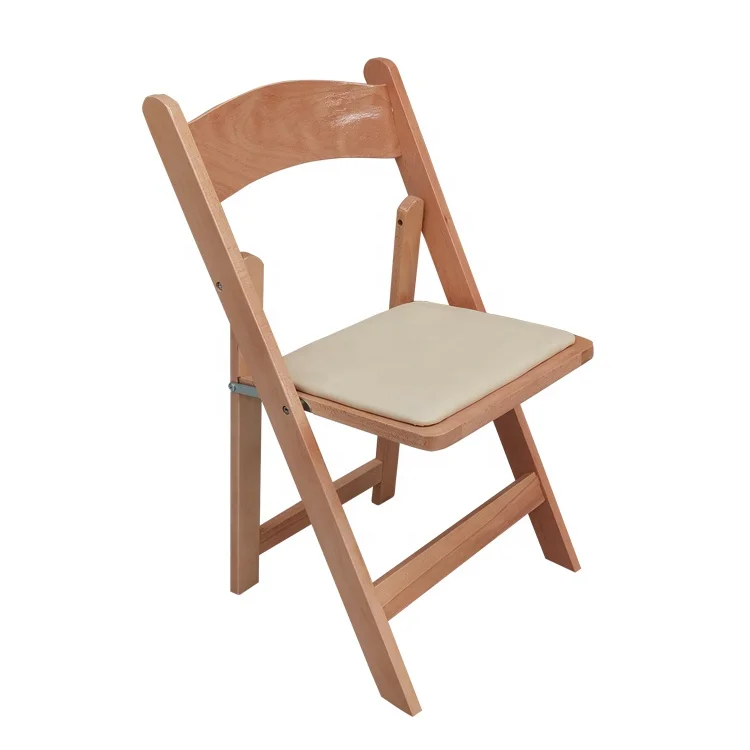 Portable Solid Wood With Cushion Seat And Folding Event Chair Wood Folding Chair