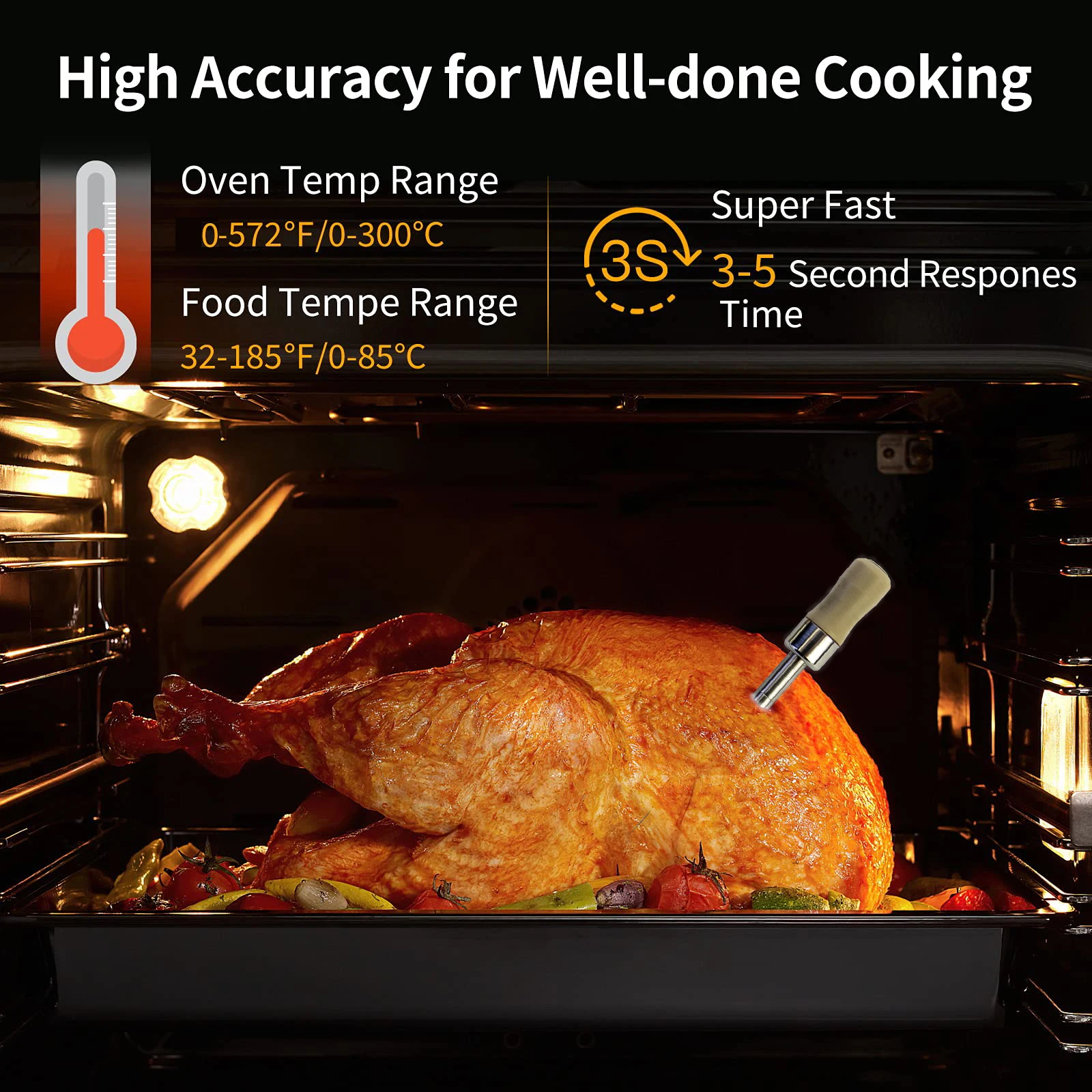 Long Range 165ft Tuya App Remote Smart Bbq  Cooking Thermometer Instant Read Digital Bluetooth 5.0 Wireless Meat Thermometer