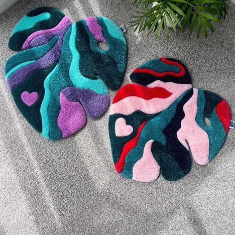 Wholesale Colorful Washable Leaf Shaped Foot Mat 3D Rug Handmade Living Room Carpet Cozy Area Rugs