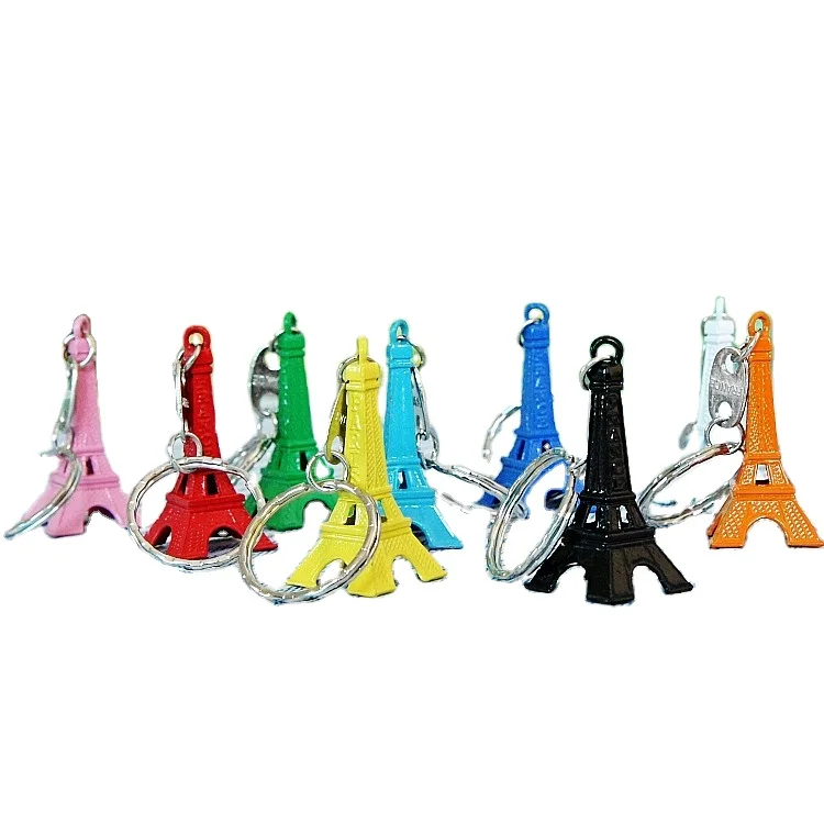 Wholesale Hot Sale Paris Souvenir Alloy 5cm Eiffel Tower Keychain Color Eiffel Tower Model Metal Keychain