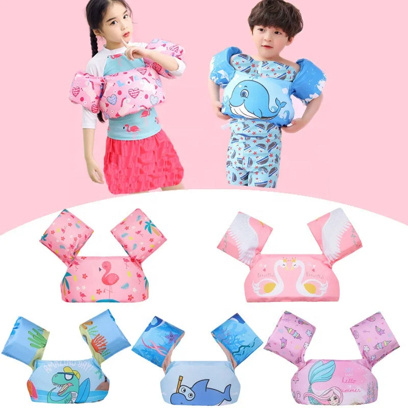 Children Float Inflatable Swimsuit Floating Baby Swimming Arm Ring Blue pink