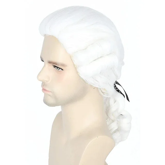 Barrister Wig Masquerade Wig for Lawyer Ash Blonde Synthetic Hair for Men Women Judge hair for Halloween Christmas Party Wig