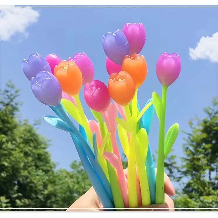 Tulip Color-changing Flower Neutral Pen 0.5mm Black Creative soft glue water-based pen color-changing under the sun