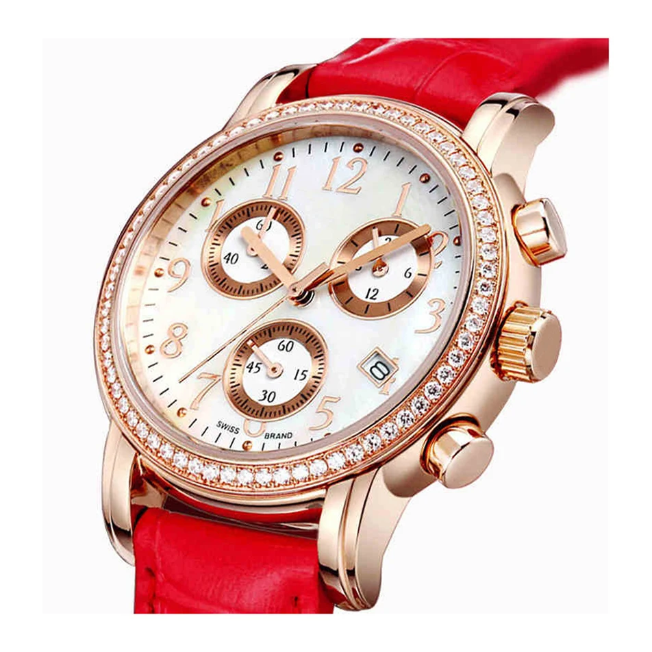 Женские Спортивные кварцевые наручные часы с календарем и секундомером