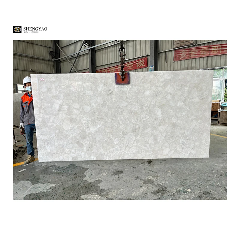 Natural Largest Size Translucent Crystal Stone Super White Quartz Slabs For Countertops/Vanities