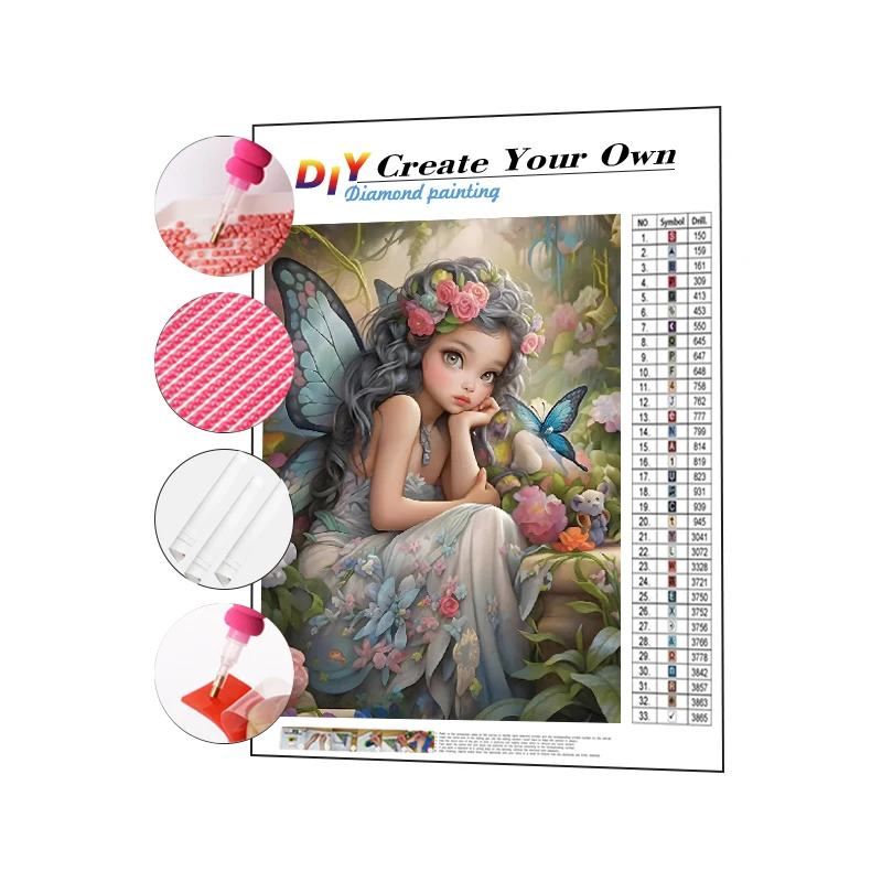 5d Animal Diamond Painting Cute Girl Butterfly Art Crafts Picture Resin Drill Diamond Painting Custom DIY Diamond Painting Sets