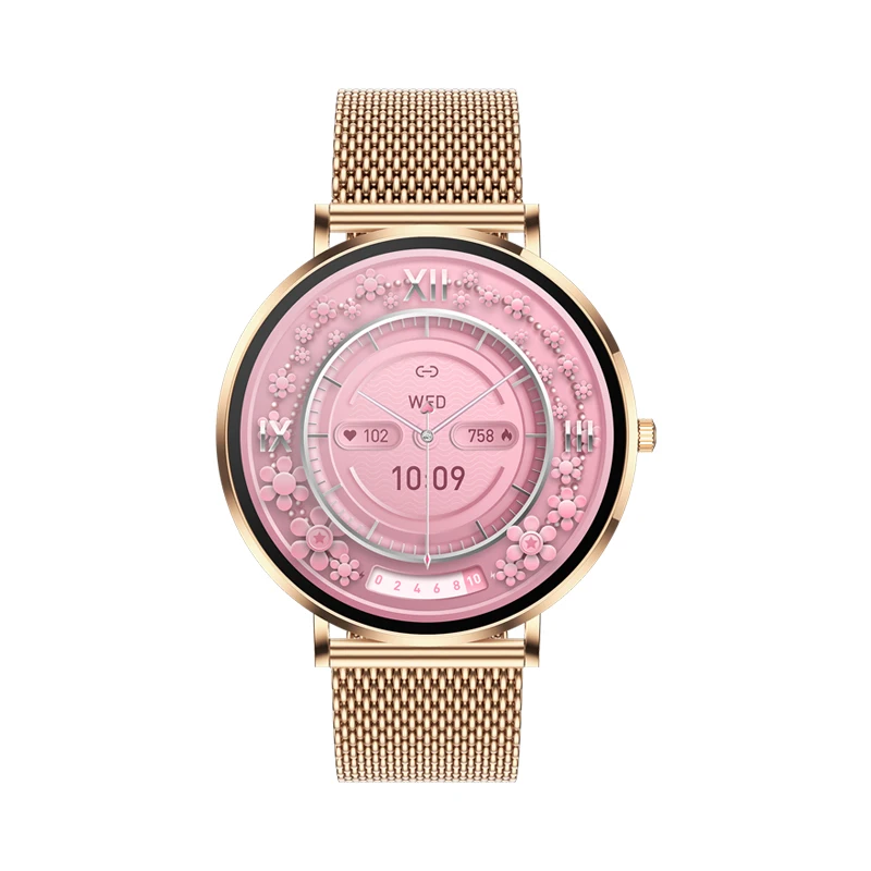 Smart Watch 1.32-Inch AMOLED Screen Smart Watch Stainless Steel Body 6.8mm Ultra-Thin Fitness Tracker BT Calling Women Watch