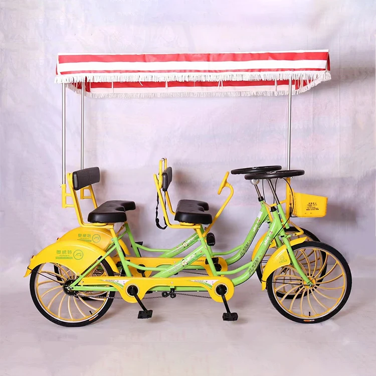 New design two seat bike 2 person tandem quadricycle surrey sightseeing vehicle