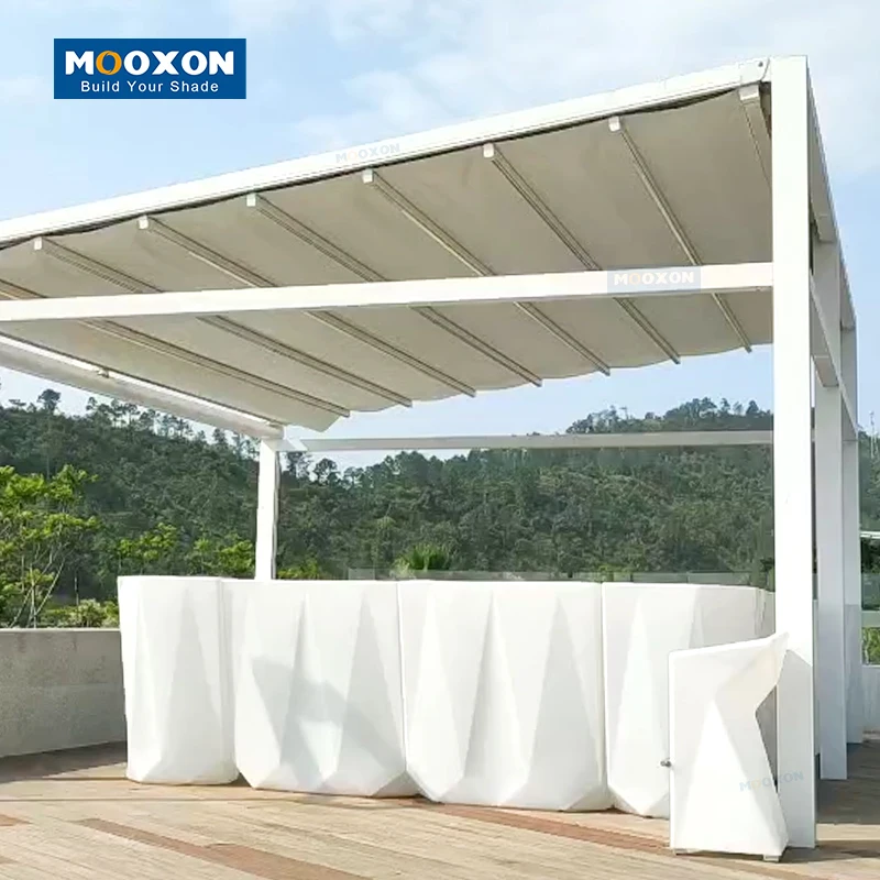 Modern Motorized Retractable PVC Roof Pergola with Durable Waterproof Canopy for Patios, Gardens, and Poolside Comfort