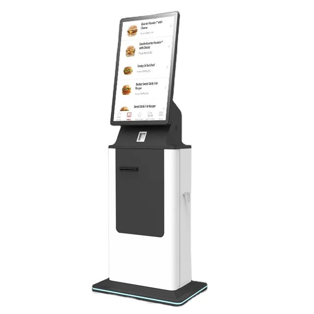 Crtly 32inch food machine self order kiosk in restaurant payment standing floor self kiosk cash payment kiosk