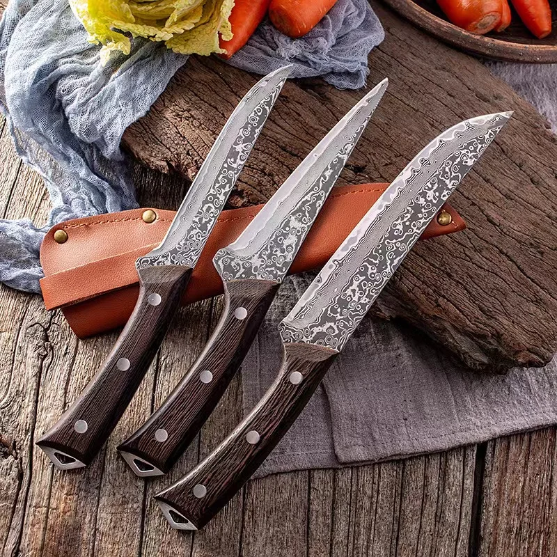 Very good quality Professional knife  damascus kitchen  chef knives set  pakistan  price  with ebony wooden handles
