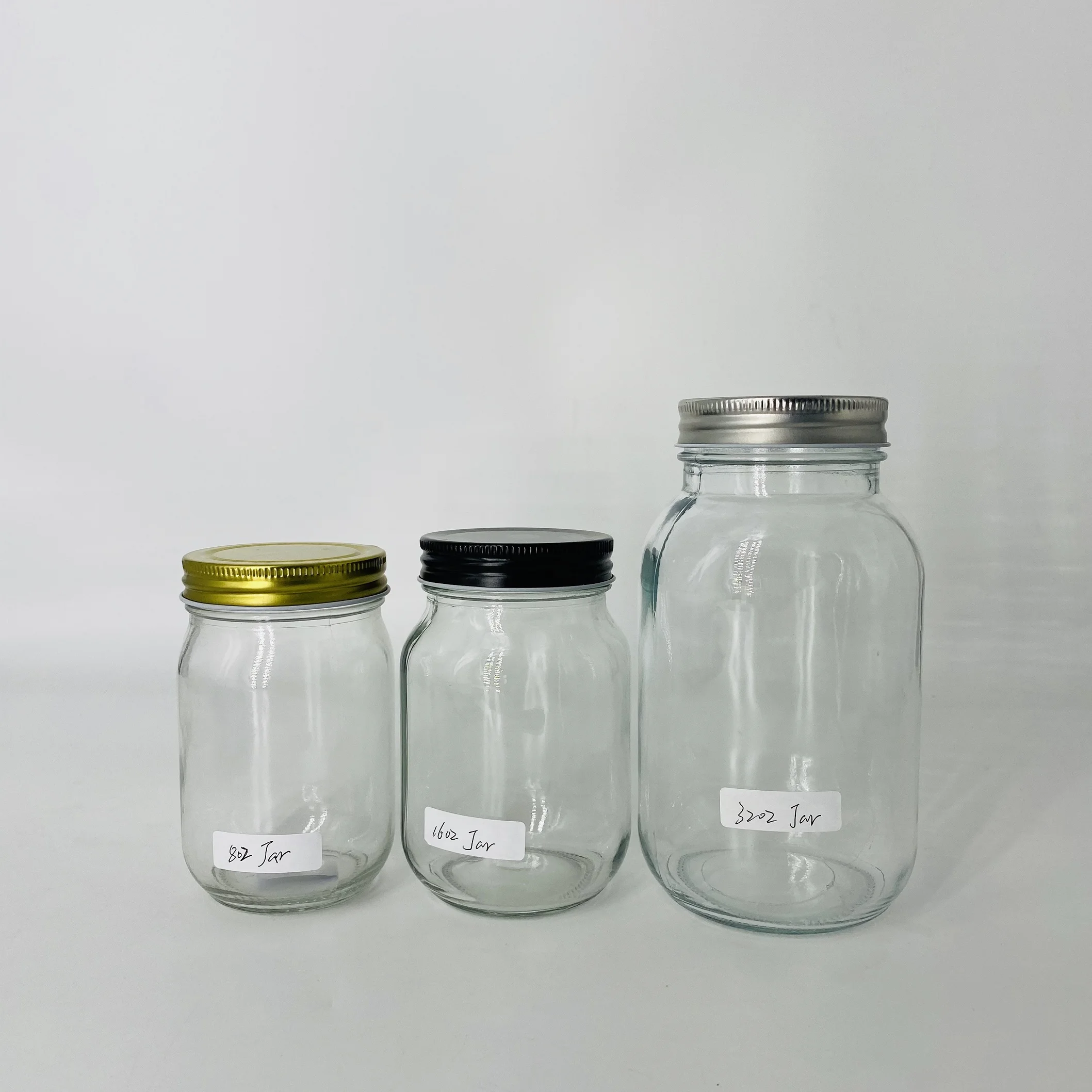 
4oz 8oz 12oz 16oz 32oz width mouth glass jelly jar Hermetic jam mason jar with lids and bands 