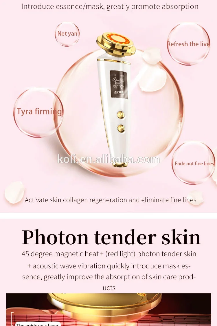 hot selling RF & EMS beauty instrument vibration face cold and hot massage, suitable for family use men and women