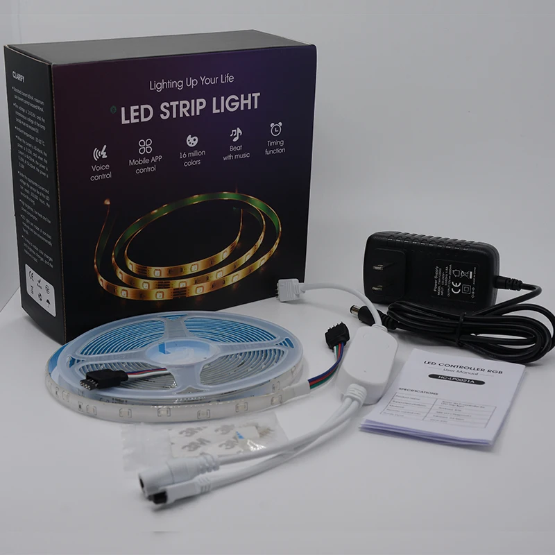 Tuya App Control Music Sync Decoration Light Kit Flexible Rainbow Chasing RGBIC LED Light Strip 5 M