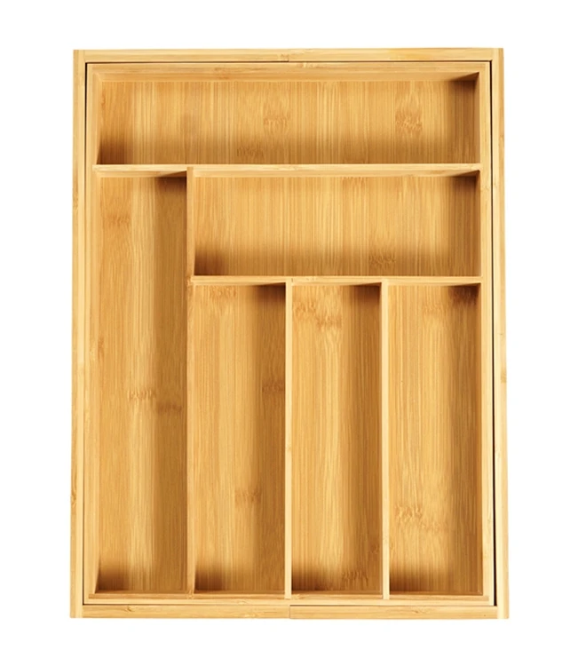 Sustainable Bamboo Extending Cutlery Tray Drawer Cutlery Storage Tray Knife Holder Tableware Organizer Cutlery Tray