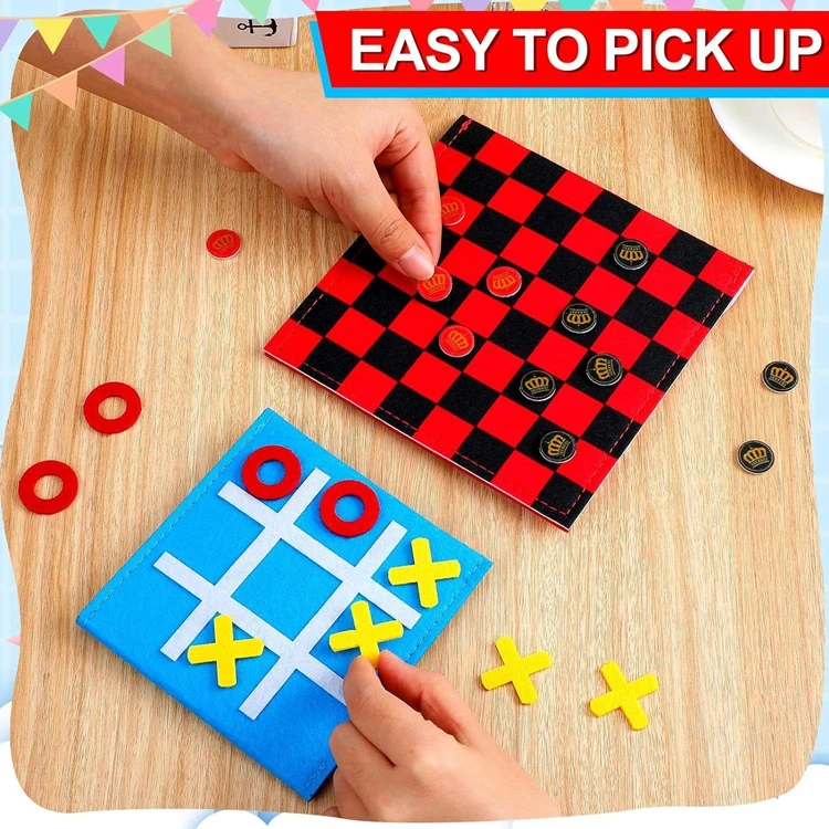 preschool portable 4.8in strategic kids educational toys mini customize felt party tic tac toe, board games for children family