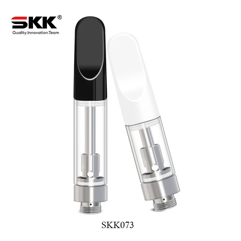 SKK073 wholesale Glass CBD tank stainless steel screw vape cartridges for 510 thread screw on Tip