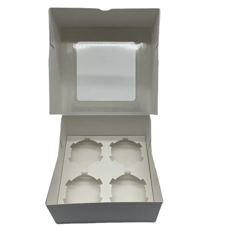 cheap price custom recycle kraft paper cake box for bakery, cake cupcake packaging with plastic clear windows