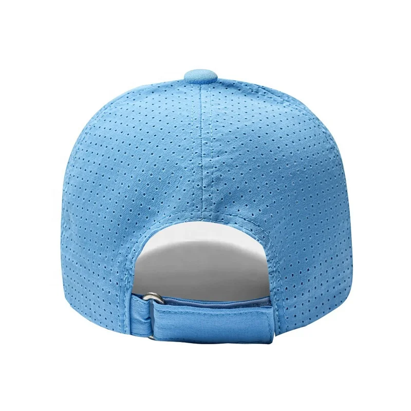 High Quality Quick Dry Hard Structured Waterproof Breathable Laser Cut Hole Lightweight Running Cap Baseball Mesh Sport Cap