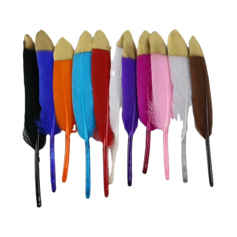 10-15CM Gold Dipped Black Goose Feathers for Decoration Golden Duck Feather Handicraft Accessories Table Centerpieces DIY Plumas