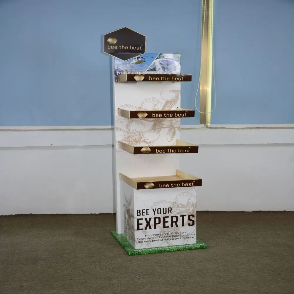 Custom Eco-friendly Cardboard Display For Light Paper Floor Display Stand For Retail At Supermarket
