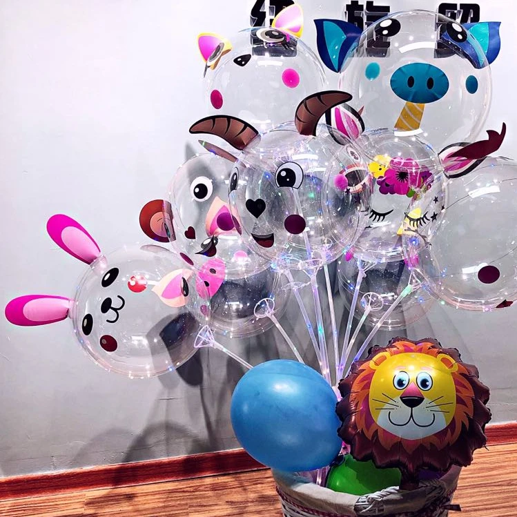  Недорогие Мультяшные шары Bobo 24 дюйма светодиодные светятся на Рождество свадьбу вечеринку украшения мигающие с
