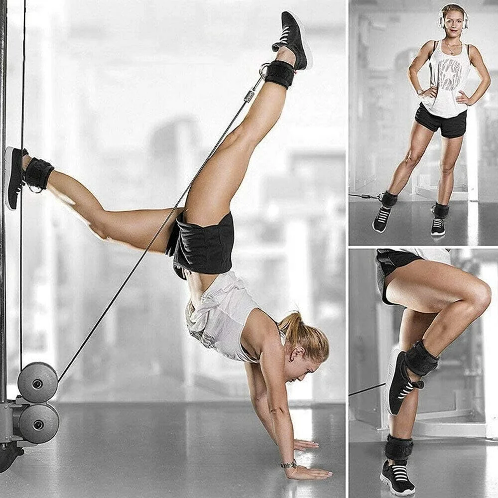 MR Customized Logo Adjustable Neoprene Support Ankle Cuffs Fitness Hip and Leg Workouts Ankle Straps for Cable Machines