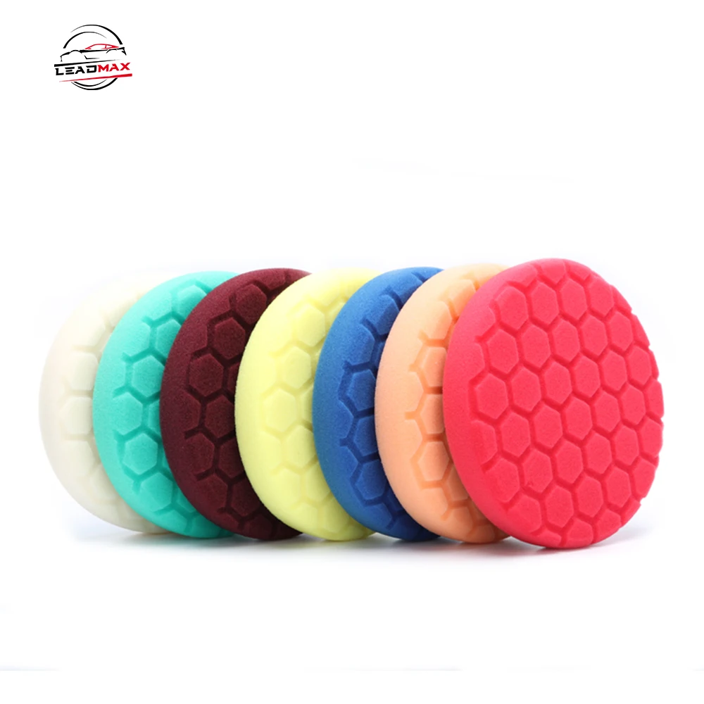 150mm 6 Inch Rotary Polisher with Soft Honeycomb Foam Buffing Pad Heavy Cut Car Polishing Machine Wholesale Polybag Wave Sponge