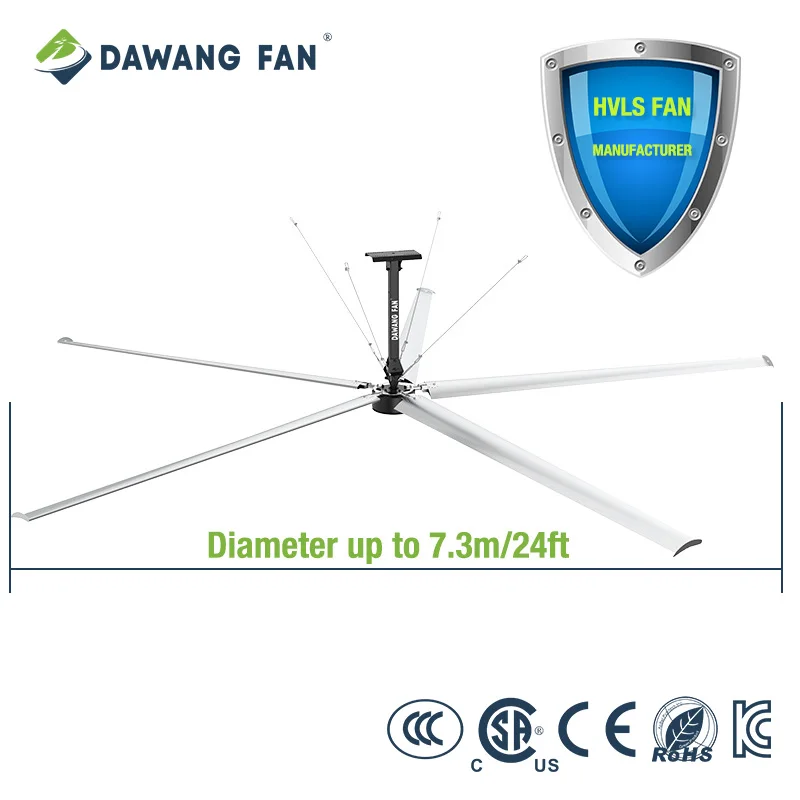 DAWANG FAN 26ft  Large Industrial Ceiling PMSM Motor Hvls Fans For Factory Farm GYM Warehouse Logistics Office Carport