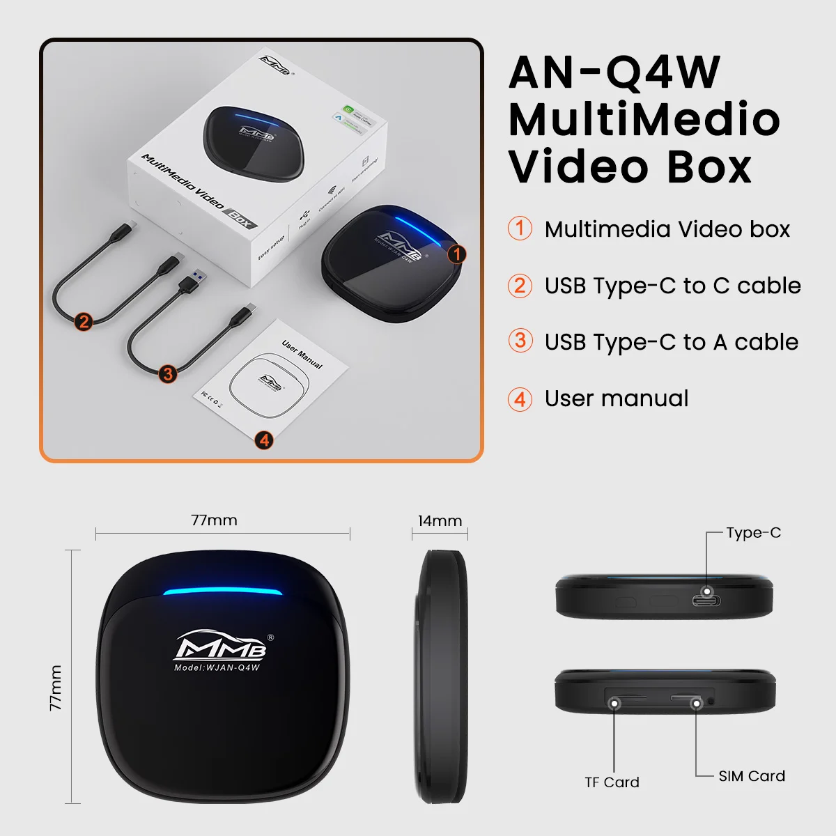Joyeauto MMB Qualcomm 6125 AI Box Wireless Carplay Android13 Youtube Netflix Plug and Play Portable Carplay Adapter