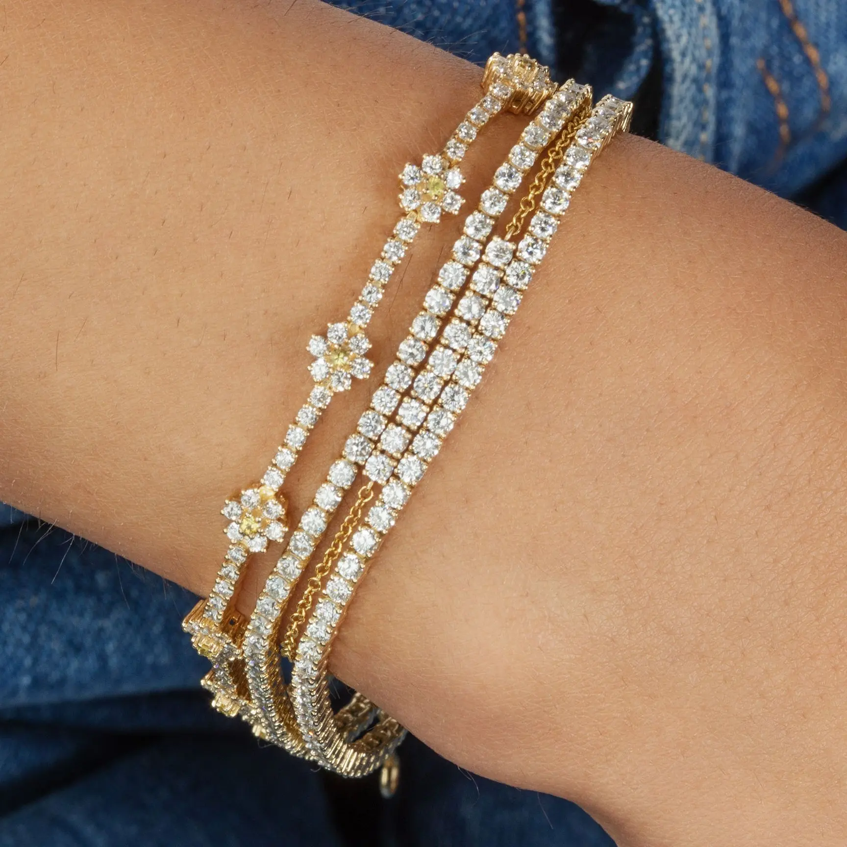 2023 Top Quality Gold Silver Plate Luxury Jewelry Open Adjust Size Fashion 3A Round CZ Zirconia Tennis Bracelet Bangle For Women