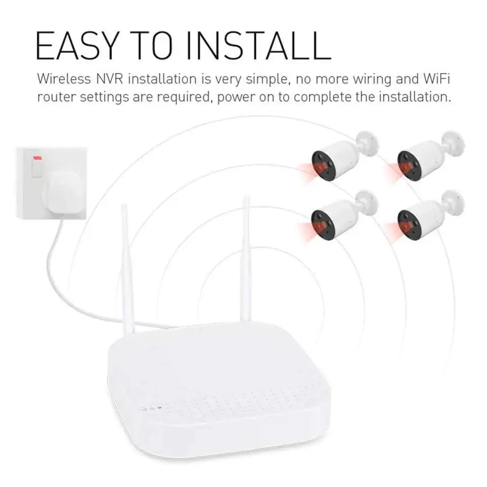 4CH 3MP Tuya Nvr Smart Home Security Wireless Waterproof Outdoor Wifi IP Cctv Video Surveillance System