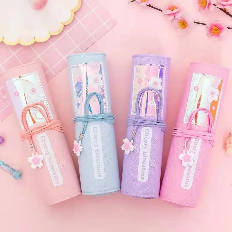 Holi Custom Waterproof Leak proof Roll Kawaii Stationery Pencil Case Cosmetic Paintbrush Cute Storage Bags Students Pencil Bag